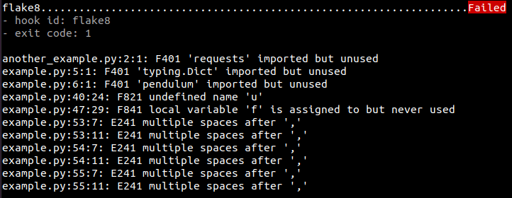 flake8 output