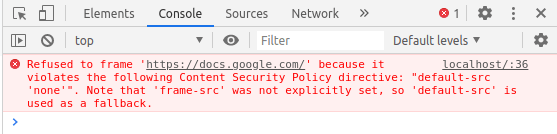 content security policy frame src error
