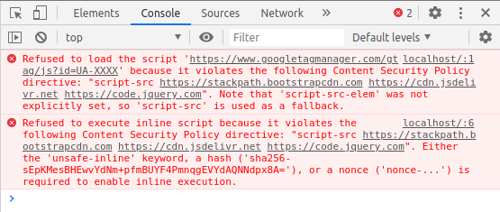 content security policy scripts errors