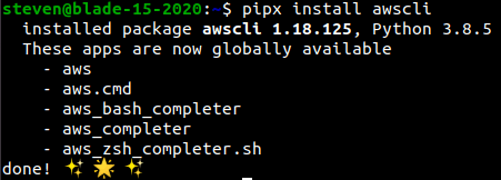 pipx awscli install